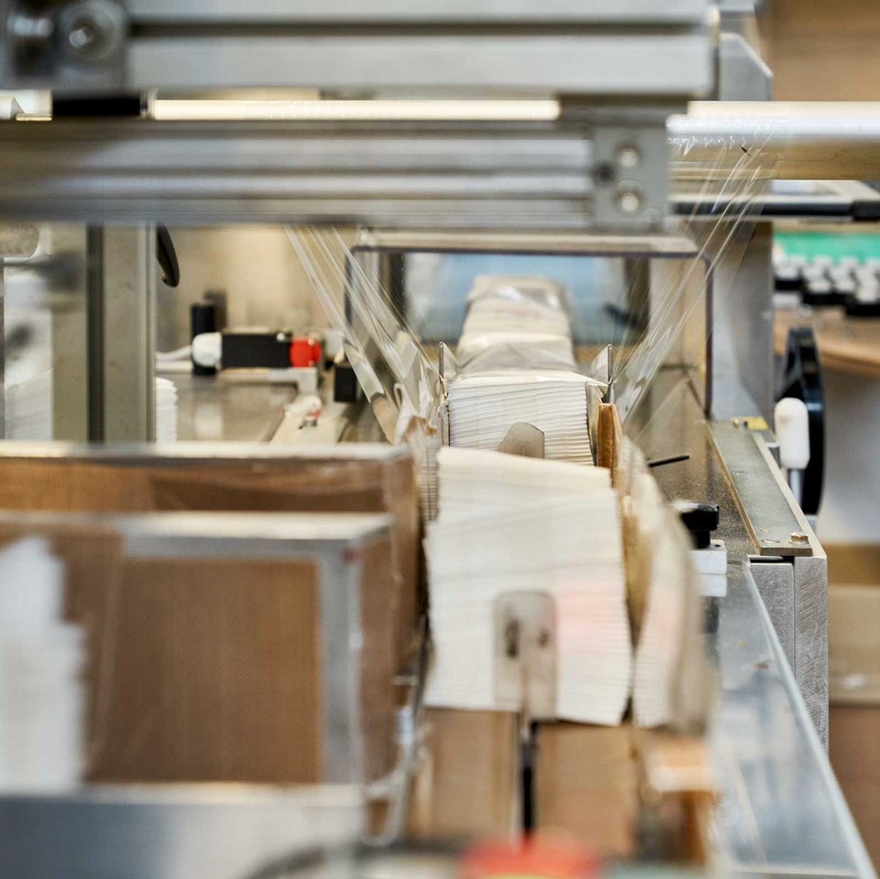 Dettaglio di una lavorazione di stampa di tovaglioli